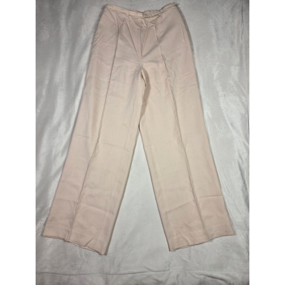 VTG 90s Ann Taylor 100% Silk Wide Leg Trousers Pale Pink Peach High Waist Pants